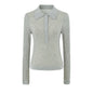 Women's Ribbed Polo-Collar Knit Top