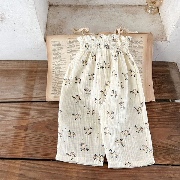 Girls' Cotton Floral Sling Romper & Short Sleeve Top Set