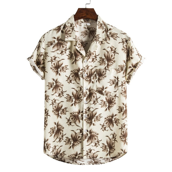 Men's Printed Short-Sleeve Beach Shirt