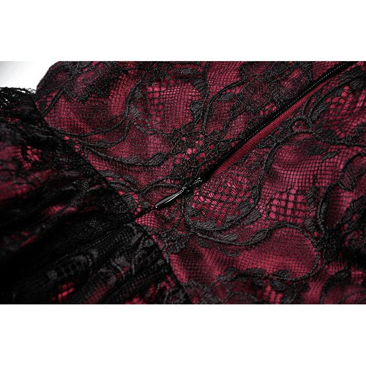 Dark in Love Red Black Lace Princess Dress with Stars Lace