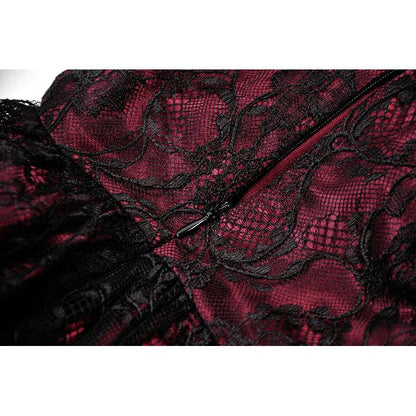 Dark in Love Red Black Lace Princess Dress with Stars Lace