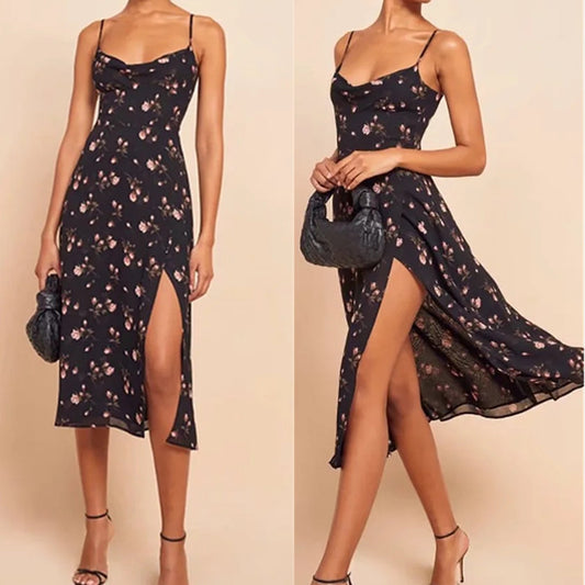 Printed suspender dress