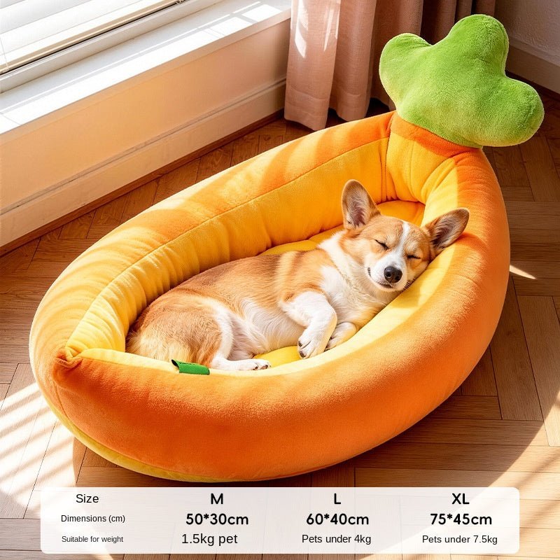 Carrot Cat Bed Winter Warm Plush Thickened