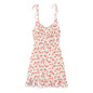 Print Lace-up V-neck Strapless Dress with Ruffled Hem and Slim Fit