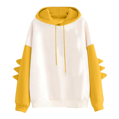 Cartoon dinosaur contrasting Korean version hoodies