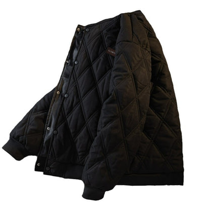 Mens Retro Diamond Lattice Cotton Coat Jacket