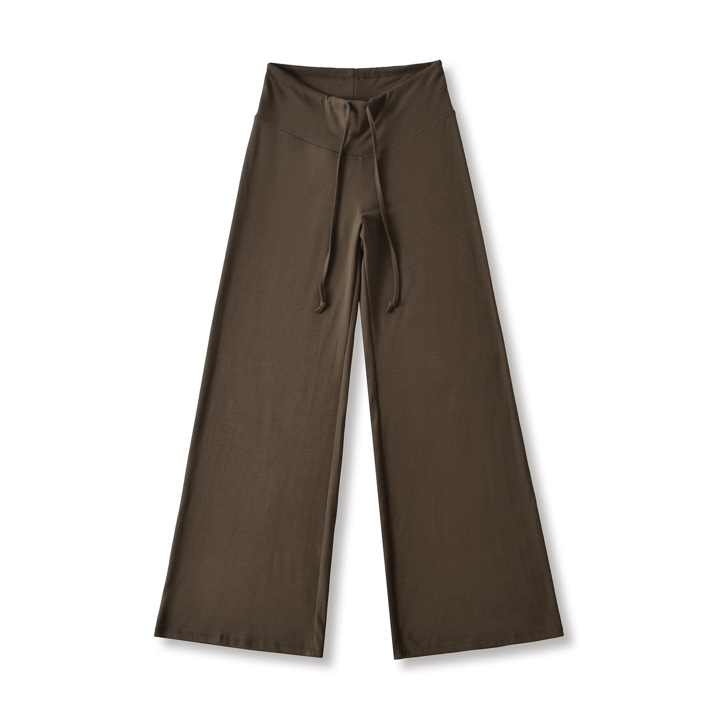 Solid color loose wide leg hanging drawstring straight leg pants