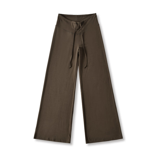 Pantalon large uni à jambes droites et cordon de serrage.