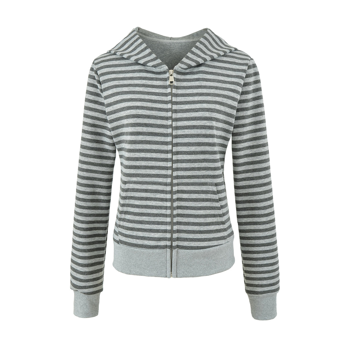 Women's Gray Striped Sweatshirt and Wide Leg Sweatpants