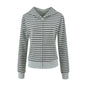 Women's Gray Striped Sweatshirt and Wide Leg Sweatpants