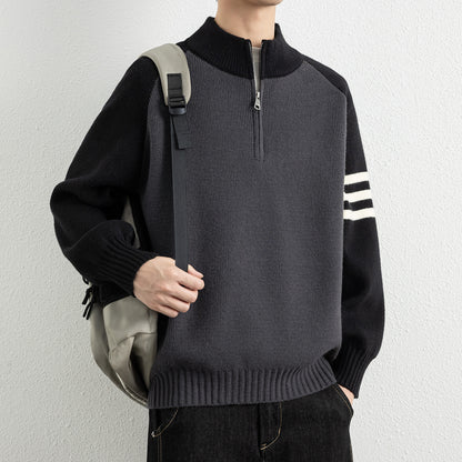 Mock Neck Zipper Knit Sweater