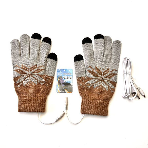 Men's 5-Finger Knitted Touchscreen Electric Heating Gloves