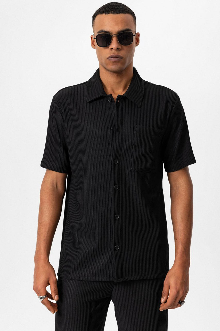 T-shirt côtelé à manches courtes pour homme