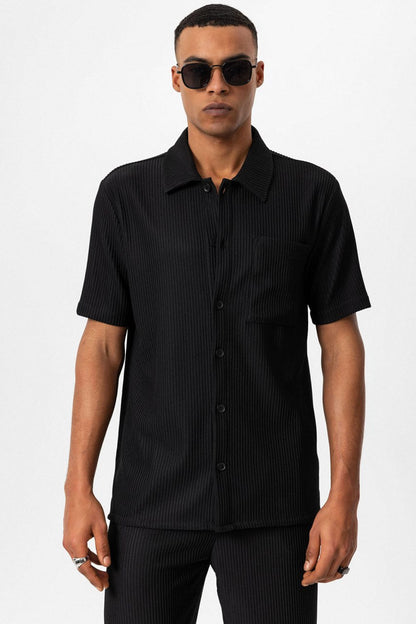 T-shirt côtelé à manches courtes pour homme