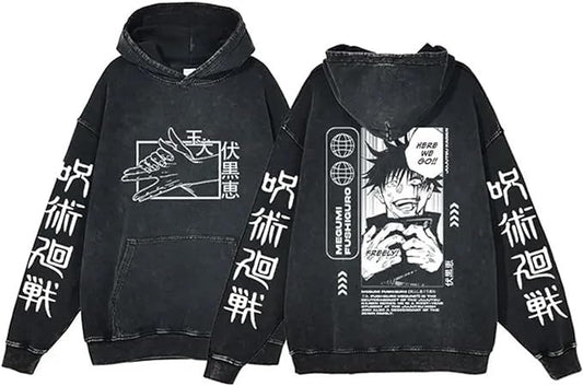 Jujutsu Kaisen Washed Vintage Print Hoodie - Unisex