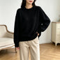 Solid color lace long sleeved pullover sweater