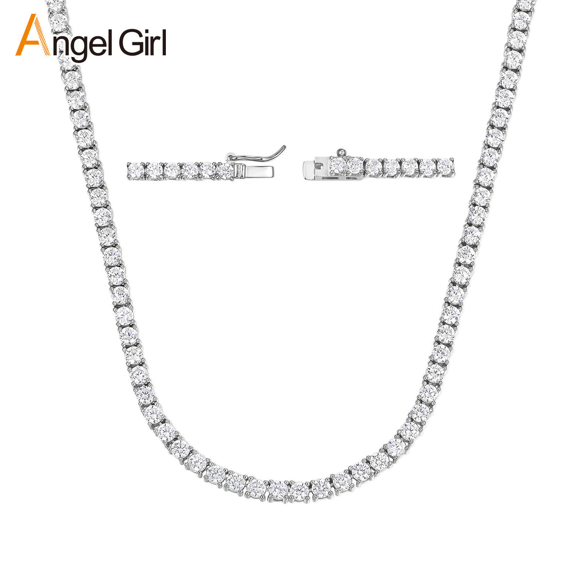 Copper Plated 18K Gold Zirconia Tennis Necklace
