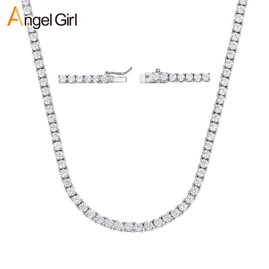 Copper Plated 18K Gold Zirconia Tennis Necklace