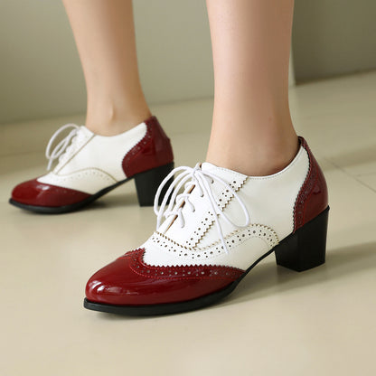 Women's Chunky Heel Lace-Up Brogues