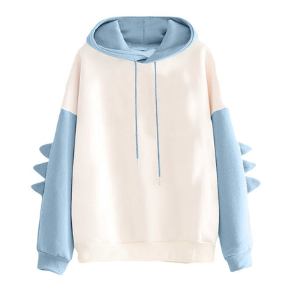 Cartoon dinosaur contrasting Korean version hoodies