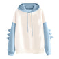 Cartoon dinosaur contrasting Korean version hoodies