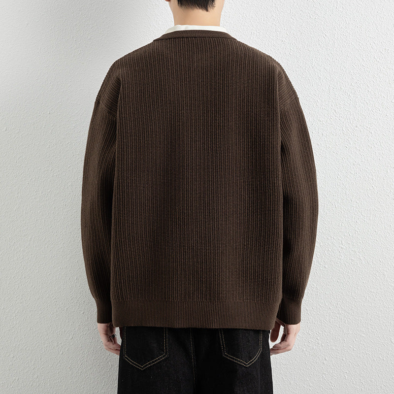 Men's Round Neck Cardigan Sweater