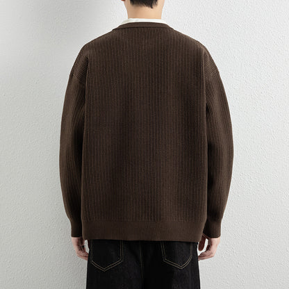 Men's Round Neck Cardigan Sweater