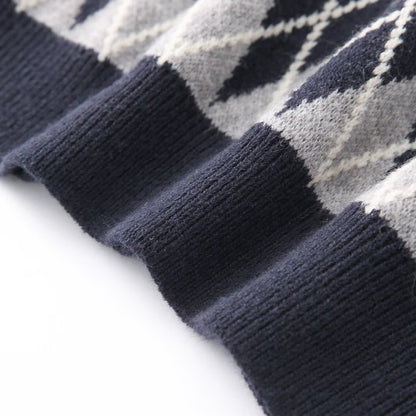 Casual versatile diamond knit sweater