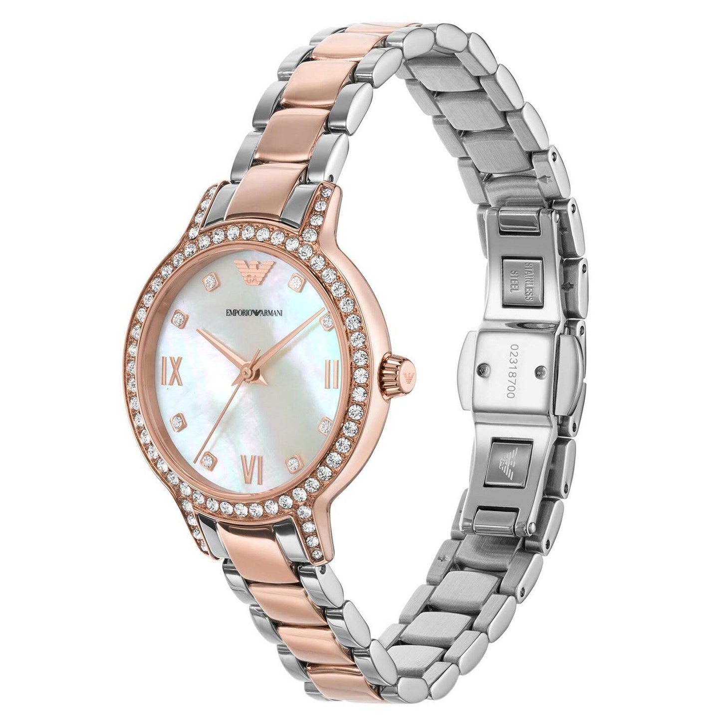 Emporio Armani Ladies Watch AR11499 - 32mm Cleo Rose Gold & Silver Crystal Dial