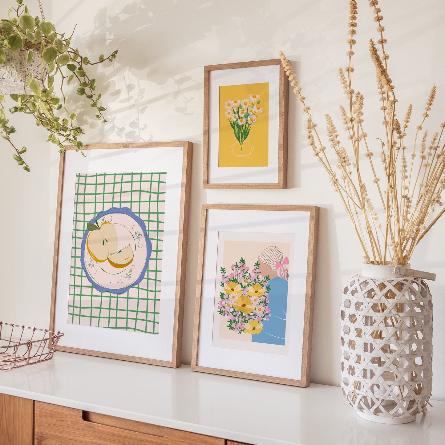 GIRL WITH WILDFLOWER BOUQUET PRINT