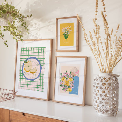 GIRL WITH WILDFLOWER BOUQUET PRINT