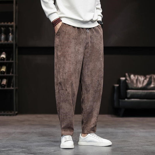 Mens Retro Corduroy Casual Straight Pants