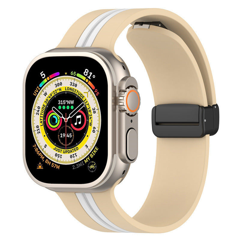 Magnetic Buckle Striped Two-tone