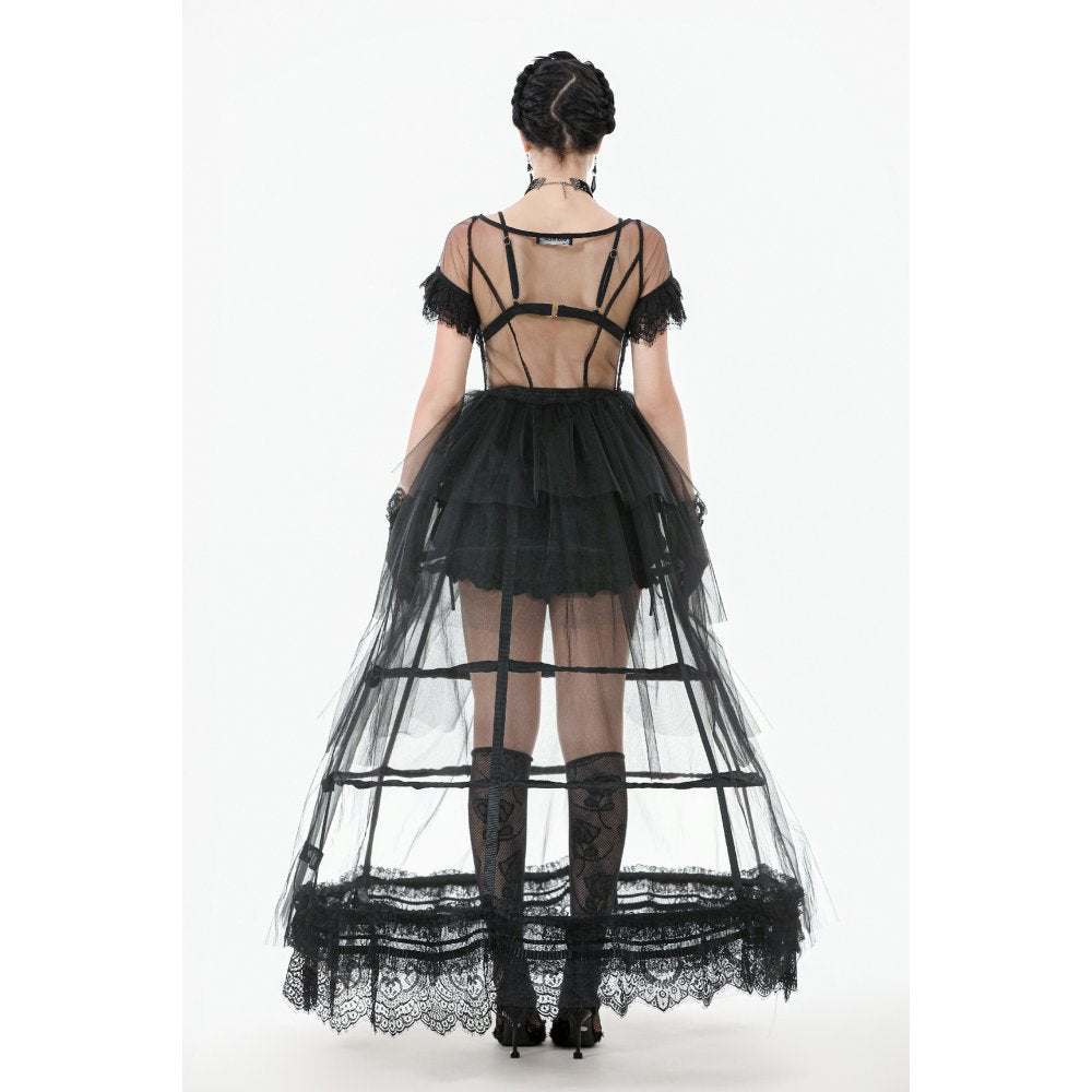 Jupe cerceau gothique Dark in Love avec dentelle noire