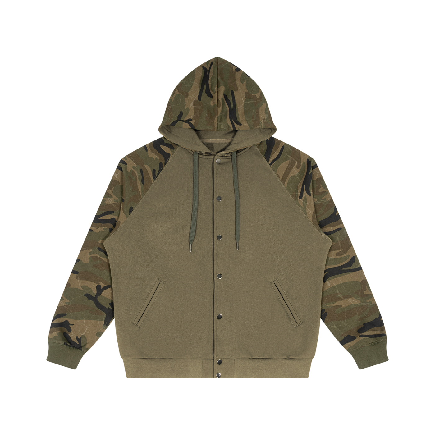 Unisex Camo-Splice Raglan Zip Hoodie