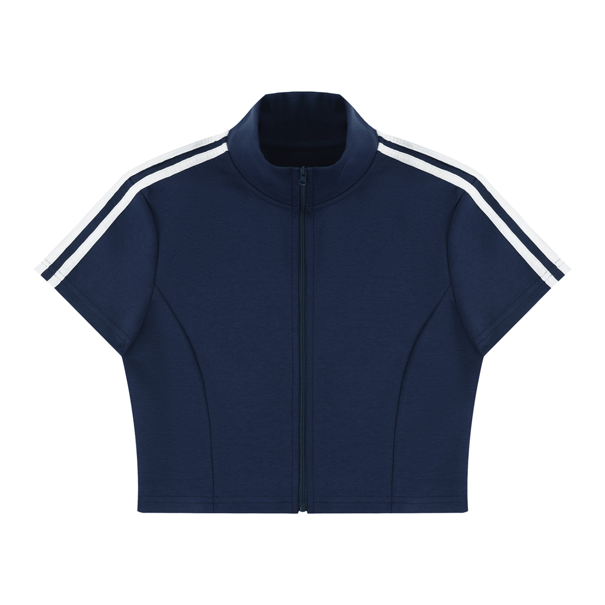 Women's Cropped Full Zip Short Sleeve T-Shirt 220GSM