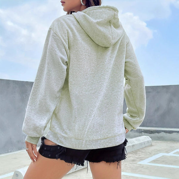 Casual Long Sleeved Printed Kangaroo Pocket Hoodie
