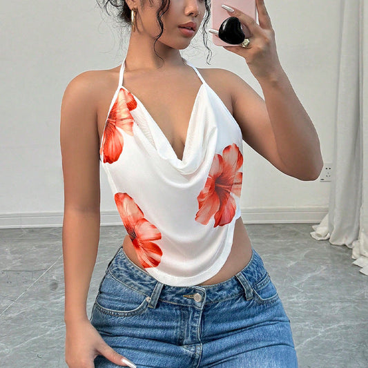 Haut court dos nu façon vacances – Crop top sexy pour un été torride