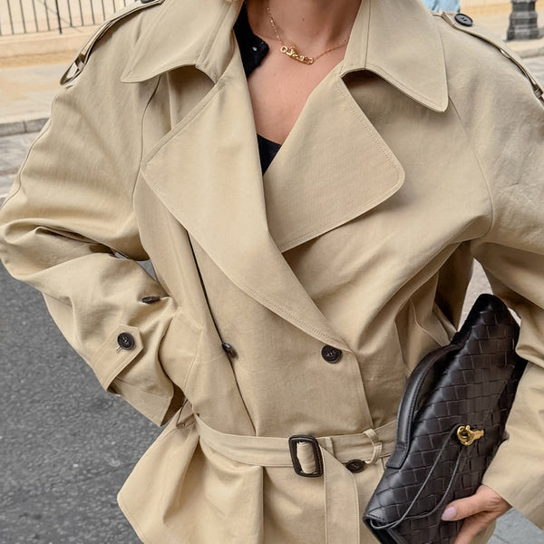 Women's Lace-Up Waist Trench Coat