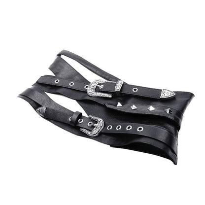 Dark in Love Elvira Faux Leather Layered Goth Waist Belt