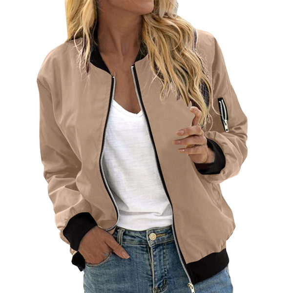 Women's Zipper Vintage Bomber Jacket