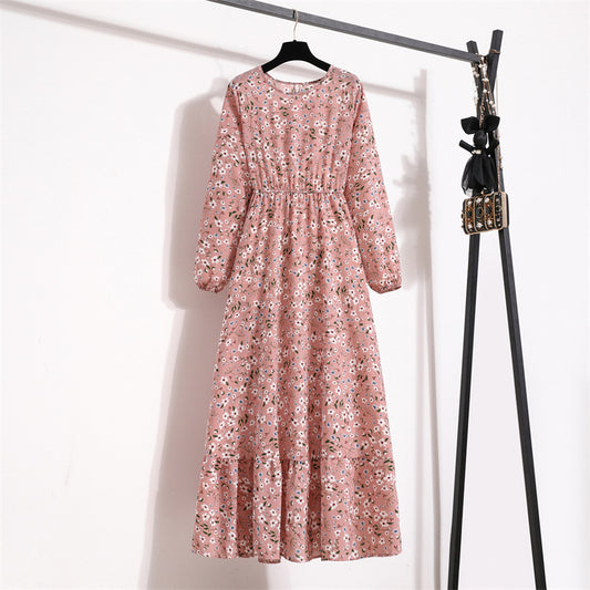 Womens Long-Sleeve Crew-Neck Base-Layer Waist-Cinching Slimming Dress
