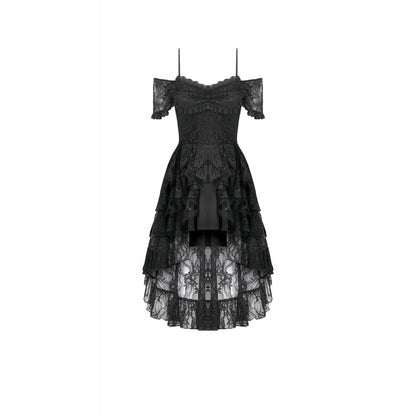 Dark in Love Romantic Gothic Lace Layered High-Low Dress