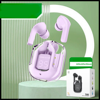 Nouveaux mini écouteurs Bluetooth sans fil transparents avec affichage numérique et réduction de bruit ENC, véritablement sans fil pour le sport et la musique