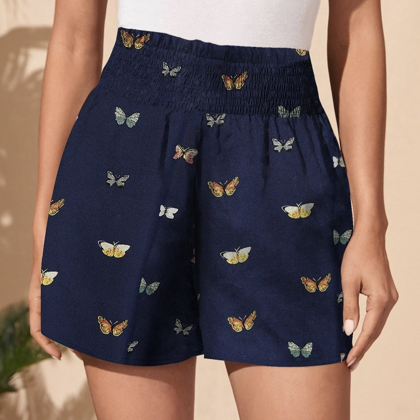 Womens Butterfly Print Casual Shorts