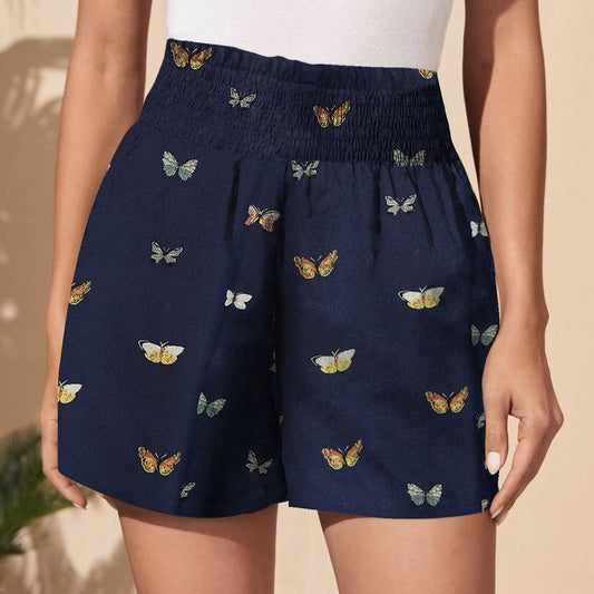 Womens Butterfly Print Casual Shorts