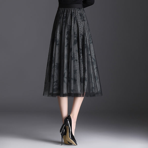 Gauze Skirt Women's Half-length High Waist Three-layer Large Swing Skirt Fashion Oversized Pleated Skirt