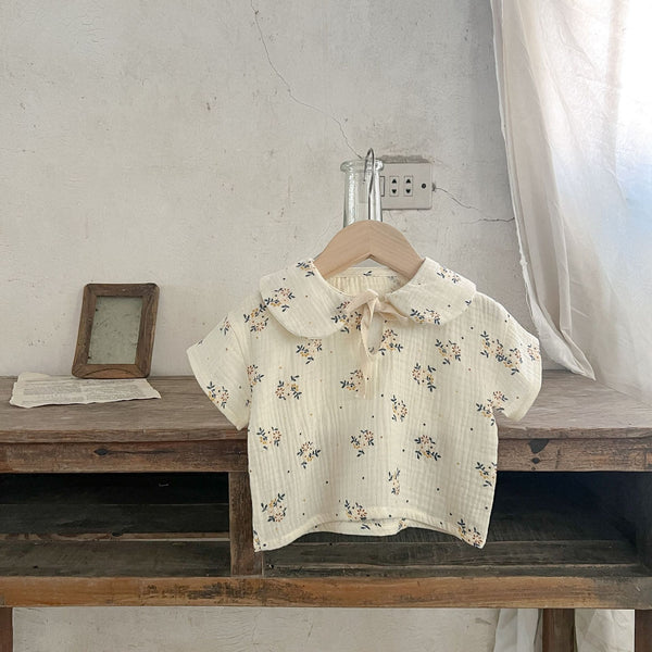Girls' Cotton Floral Sling Romper & Short Sleeve Top Set