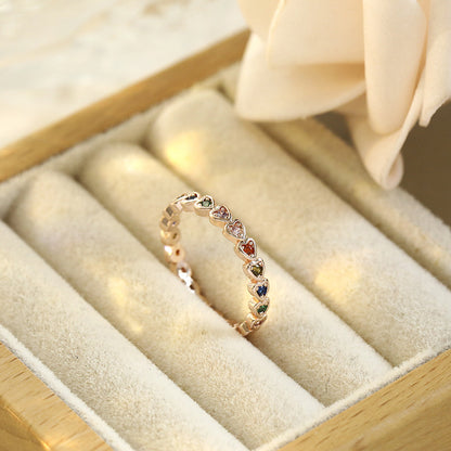 Inlaid Zircon Love Ring