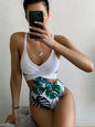 Leaf Print Swimsuit Ladies Tight One-piece Swimsuit
